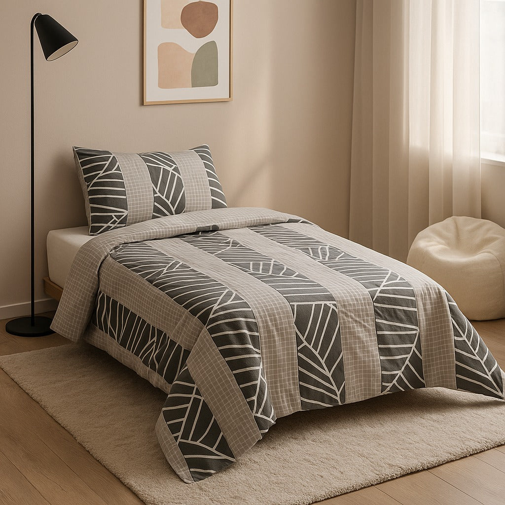 Patched Bedsheet by Pinsstripe – Single Bed, 100% Cotton