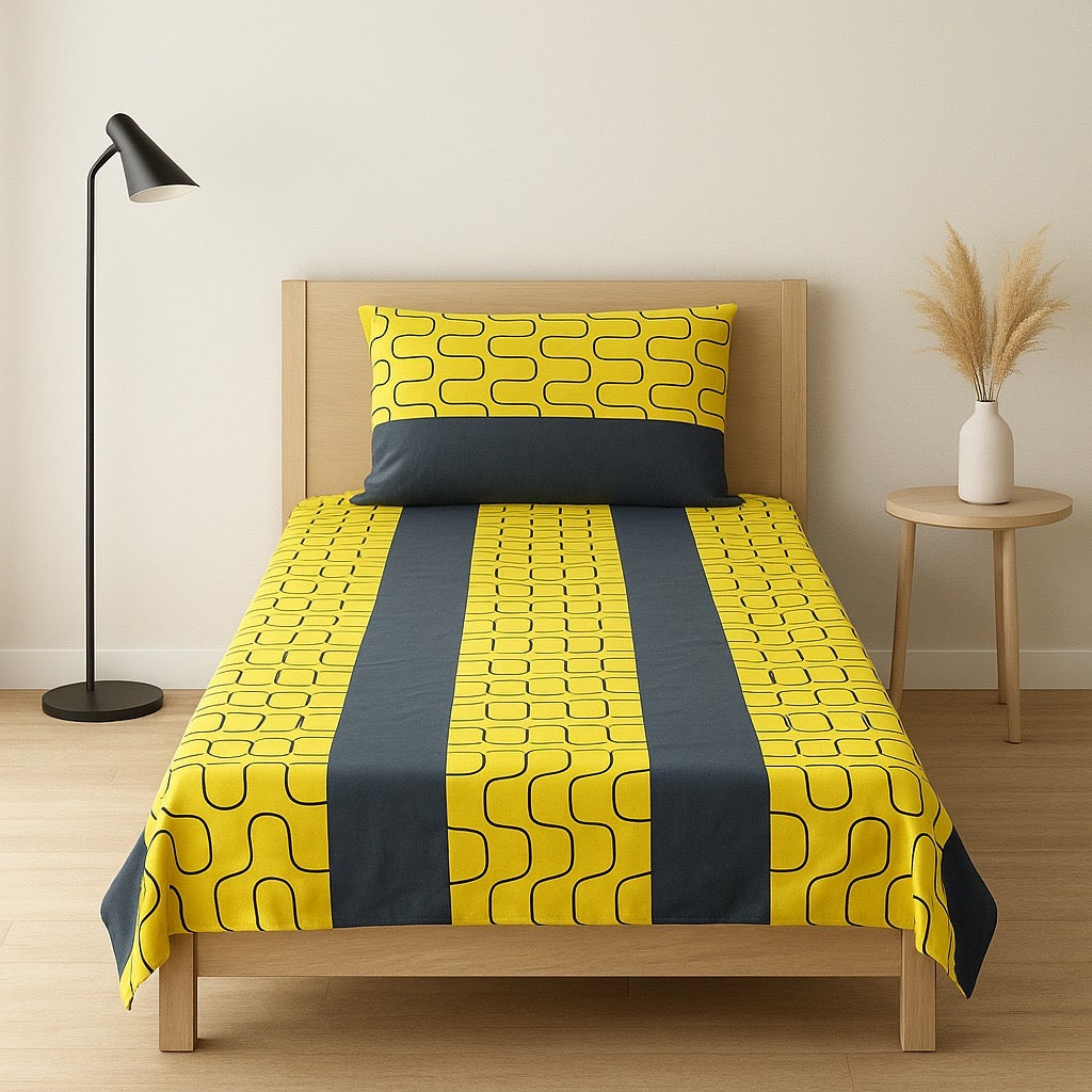Patched Bedsheet by Pinsstripe – Single Bed, 100% Cotton