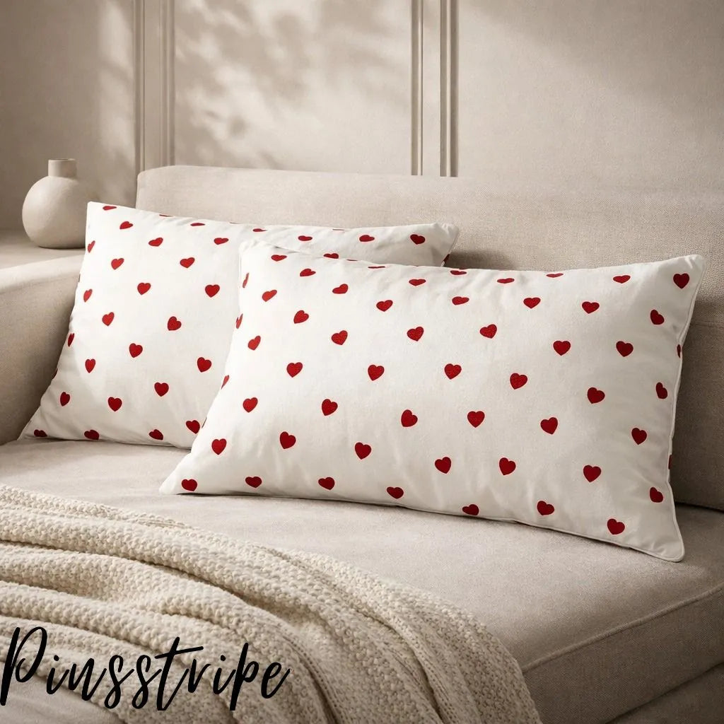 Red Hearts Bedsheet in Cotton - Signature Print By Pinsstripe