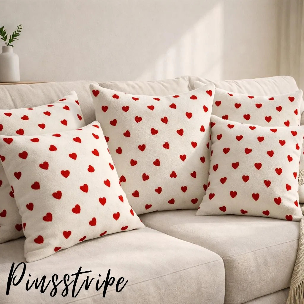 Red Hearts Bedsheet in Cotton - Signature Print By Pinsstripe