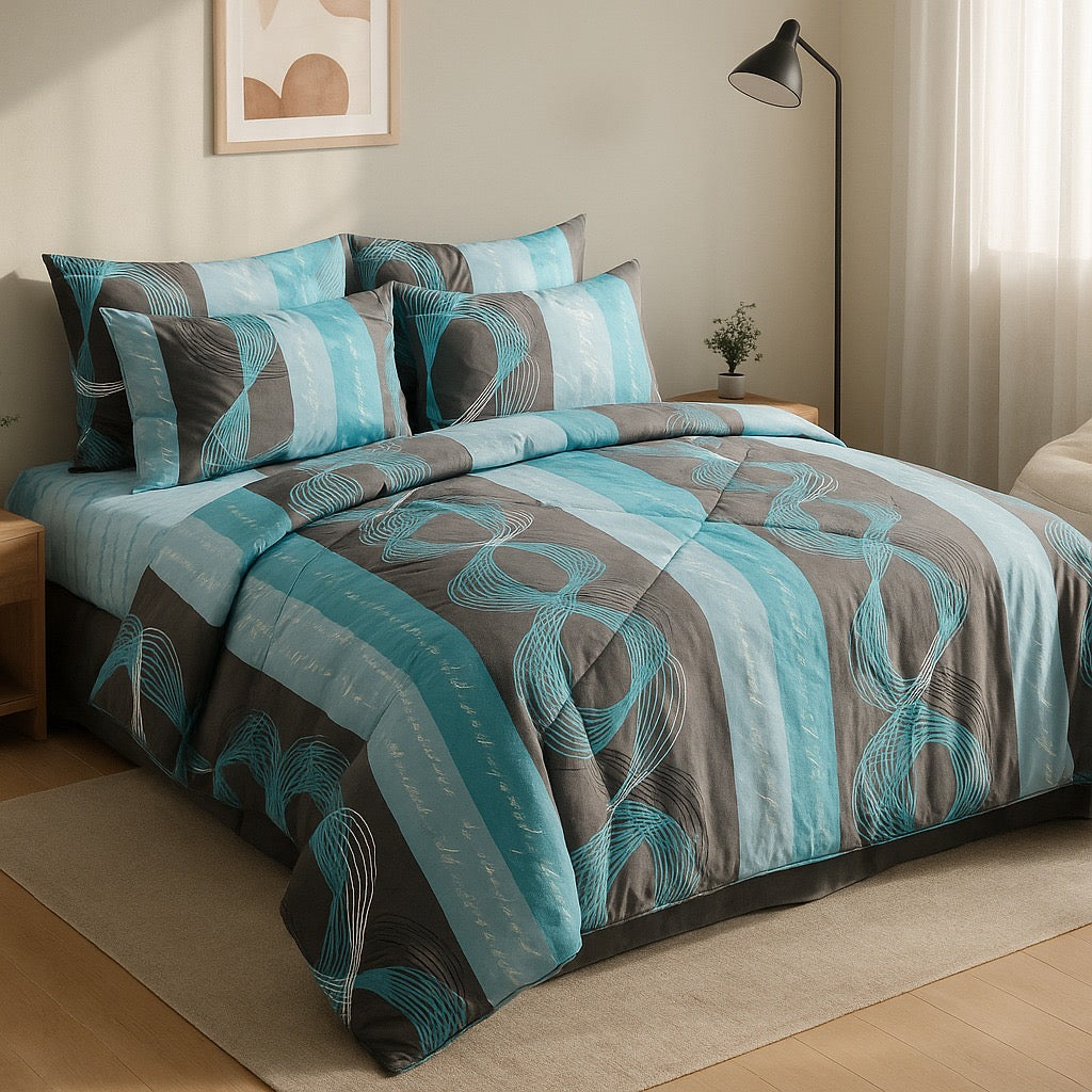 Razai Set-6pc-Pure Cotton-Double Bed by Pinsstripe