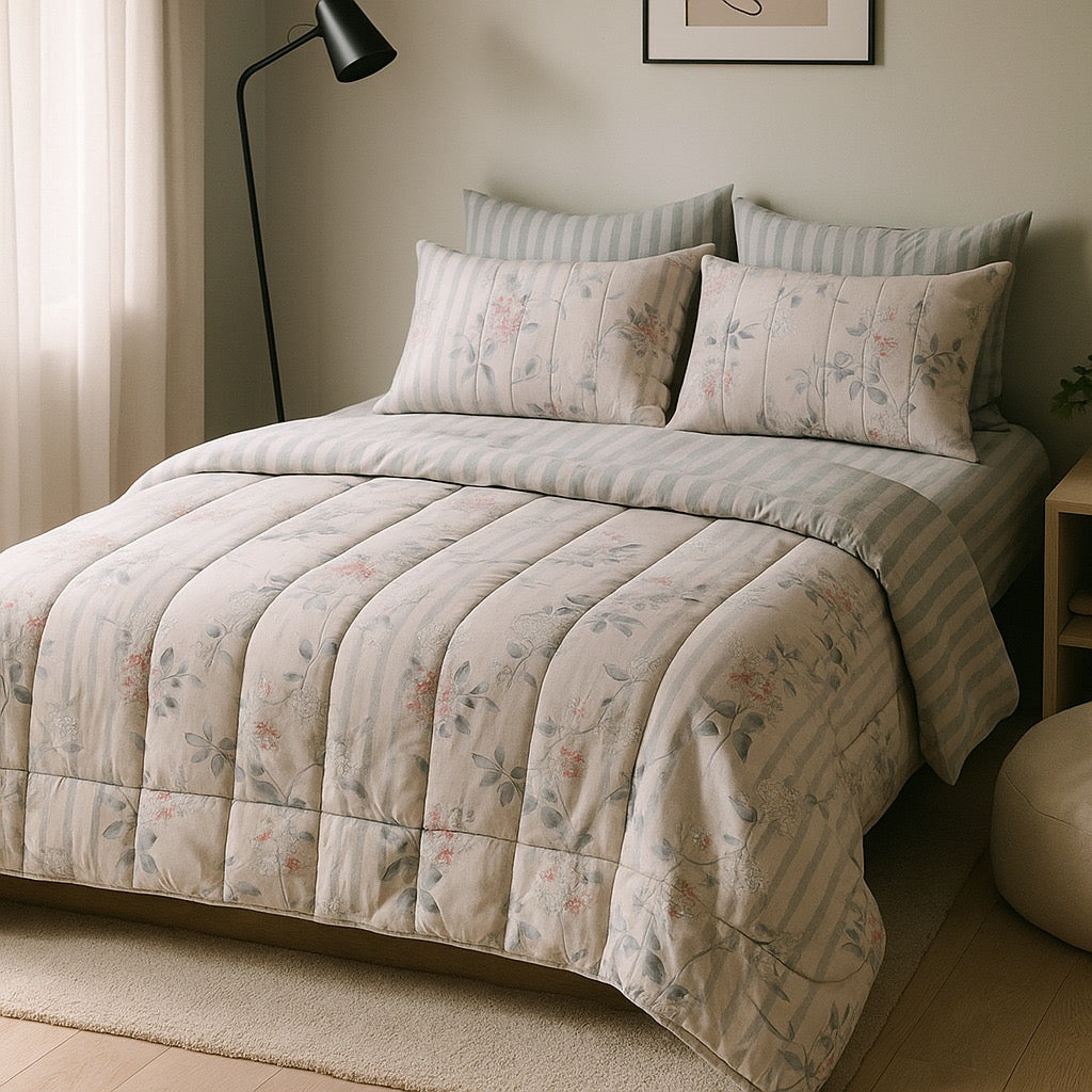 Razai Set-6pc-Pure Cotton-Double Bed by Pinsstripe