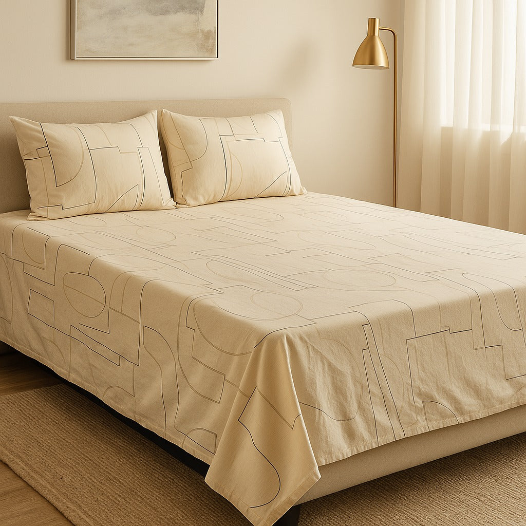 Printed Bedsheet by Pinsstripe With Pillow Covers – Double Bed , 100% Cotton