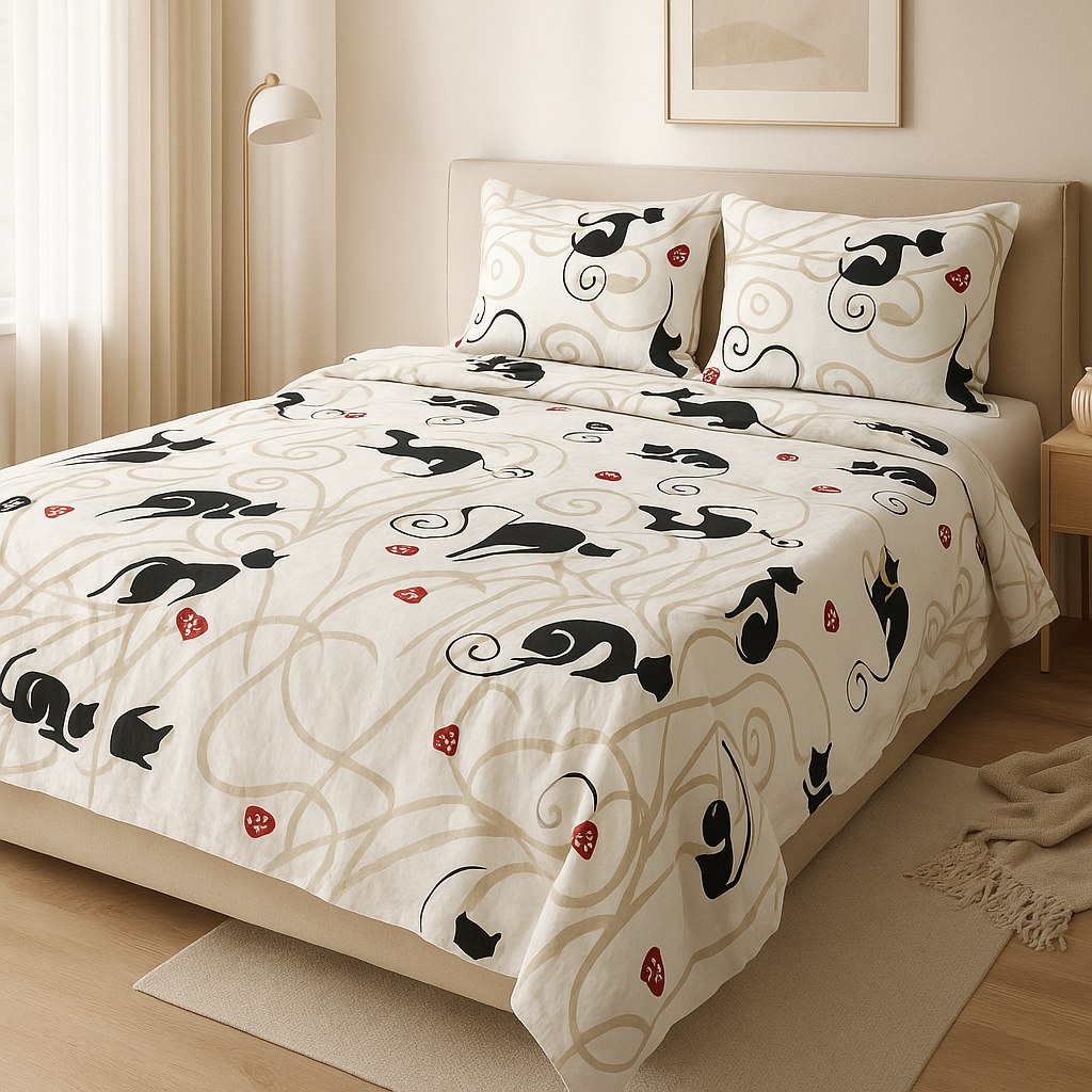 Printed Bedsheet by Pinsstripe With Pillow Covers – Double Bed , 100% Cotton