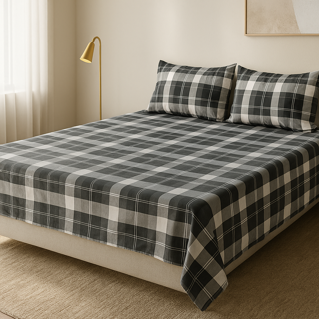 Printed Bedsheet by Pinsstripe With Pillow Covers – Double Bed , 100% Cotton