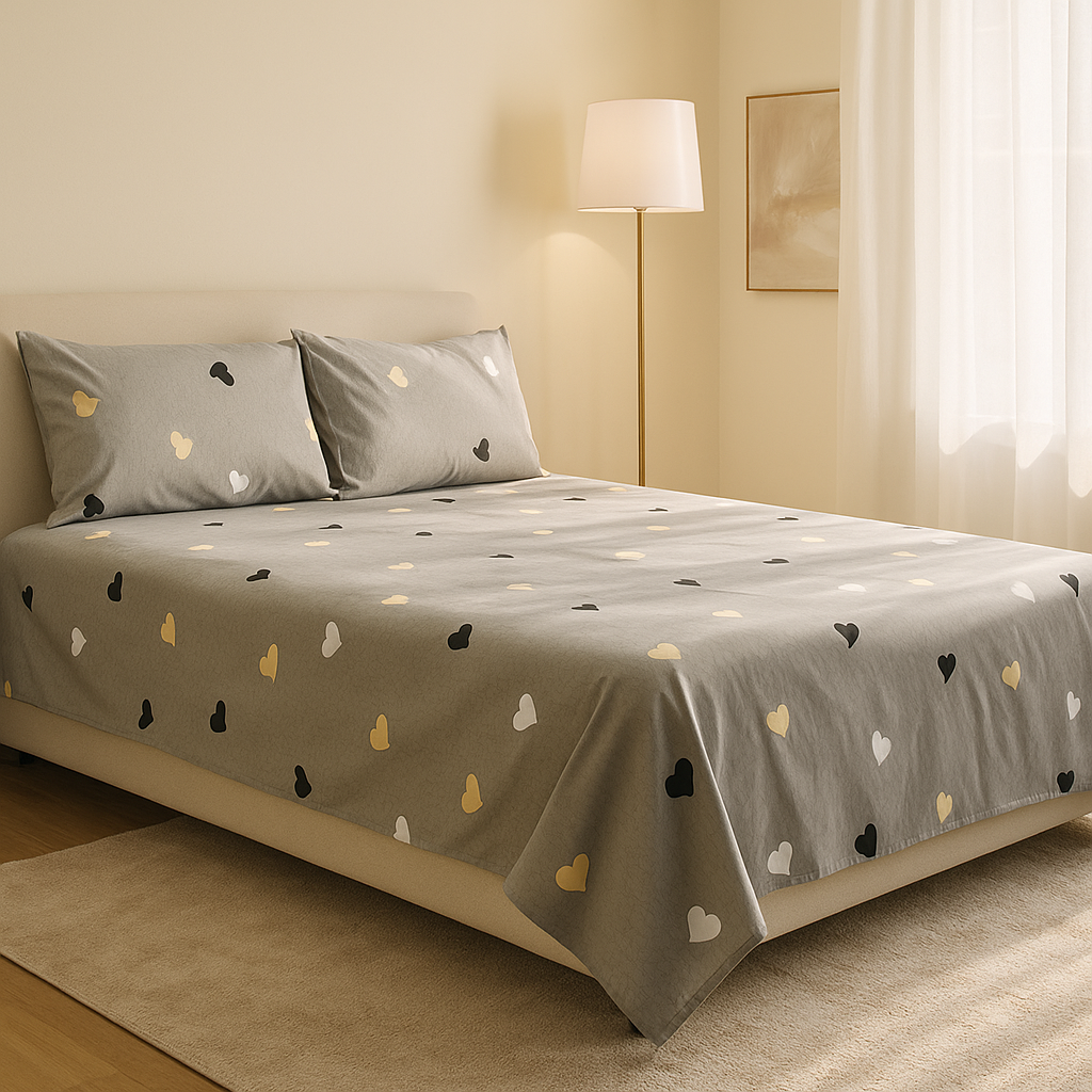 Printed Bedsheet by Pinsstripe With Pillow Covers – Double Bed , 100% Cotton