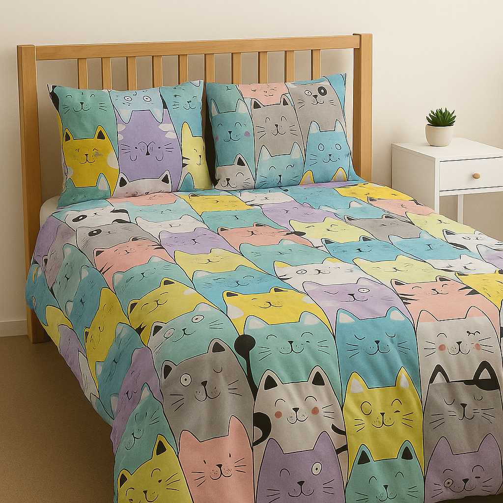 Printed Bedsheet by Pinsstripe With Pillow Covers – Double Bed , 100% Cotton