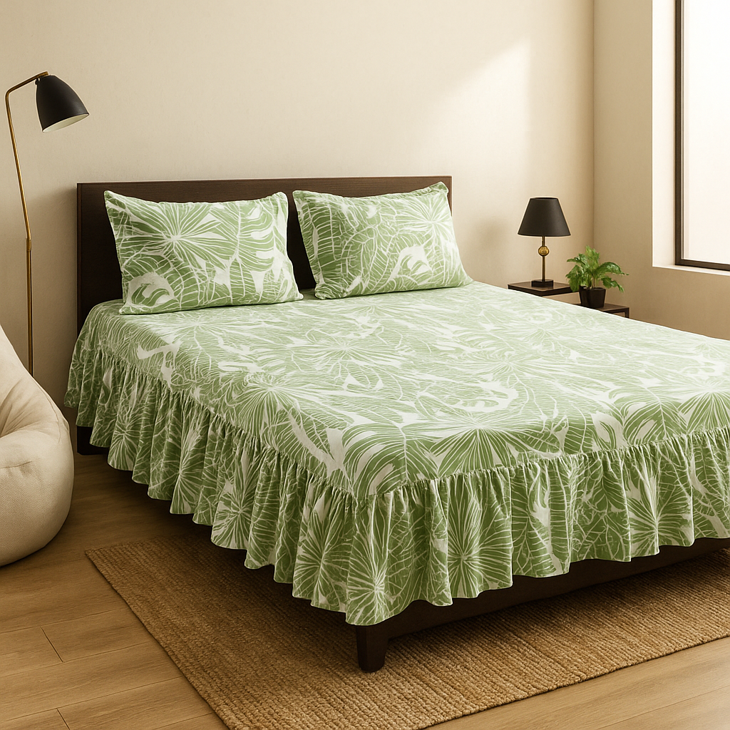 Bedsheet with Side Frills in Pure Cotton | Pinterest Vibes by Pinsstripe