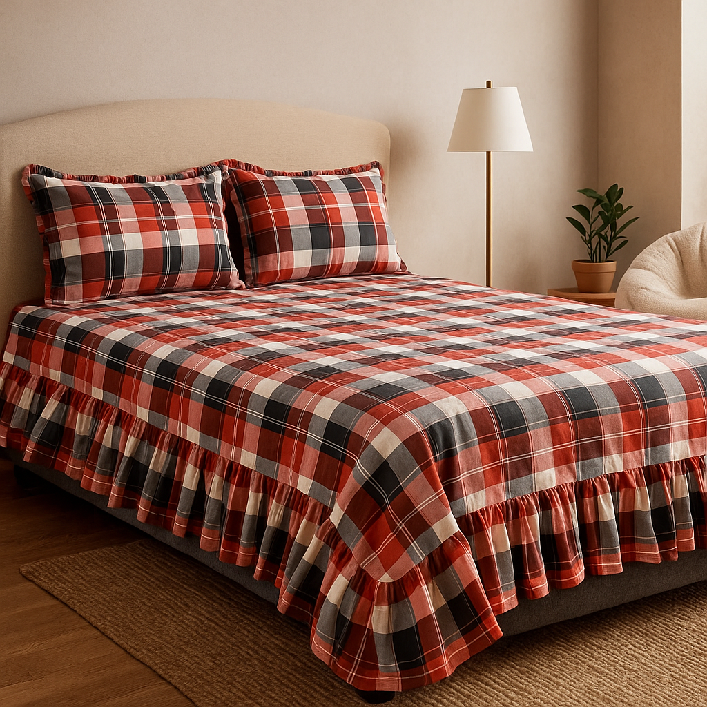 Bedsheet with Side Frills in Pure Cotton | Pinterest Vibes by Pinsstripe