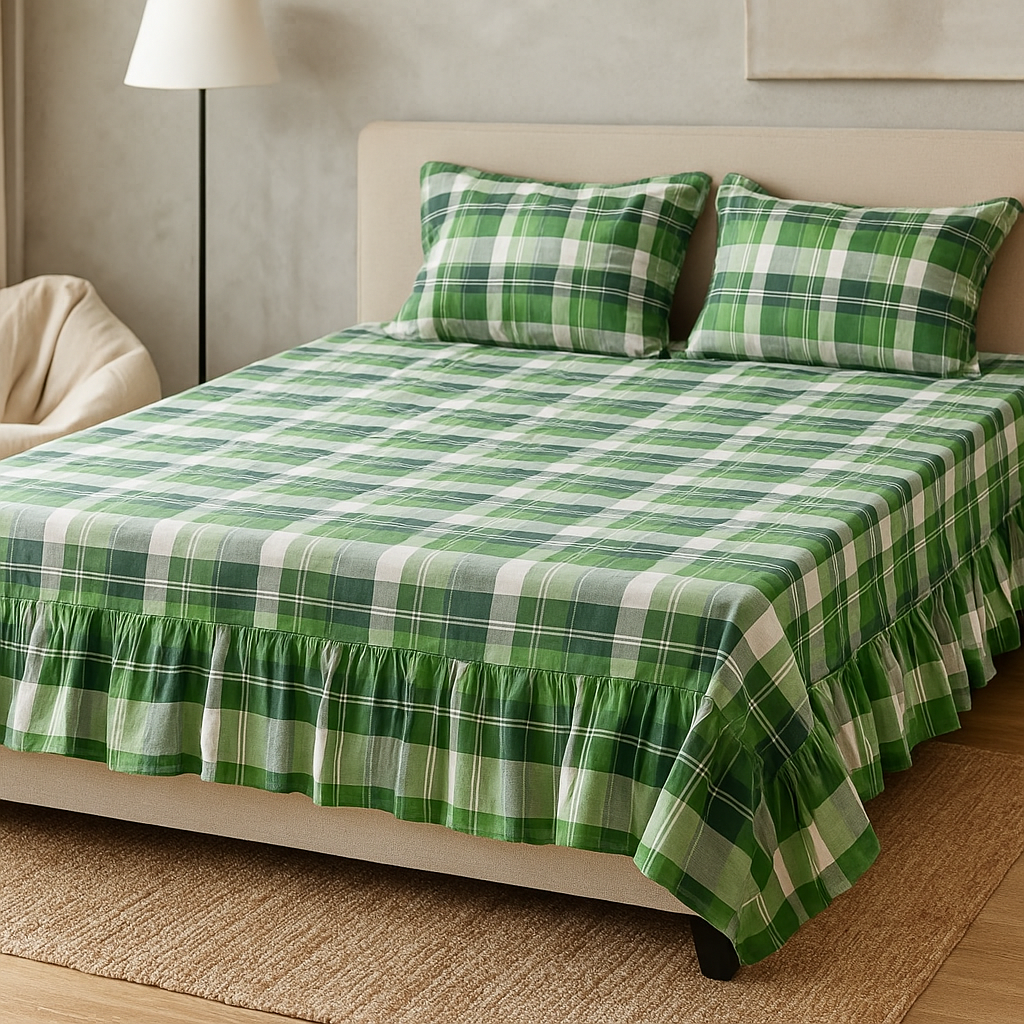 Bedsheet with Side Frills in Pure Cotton | Pinterest Vibes by Pinsstripe