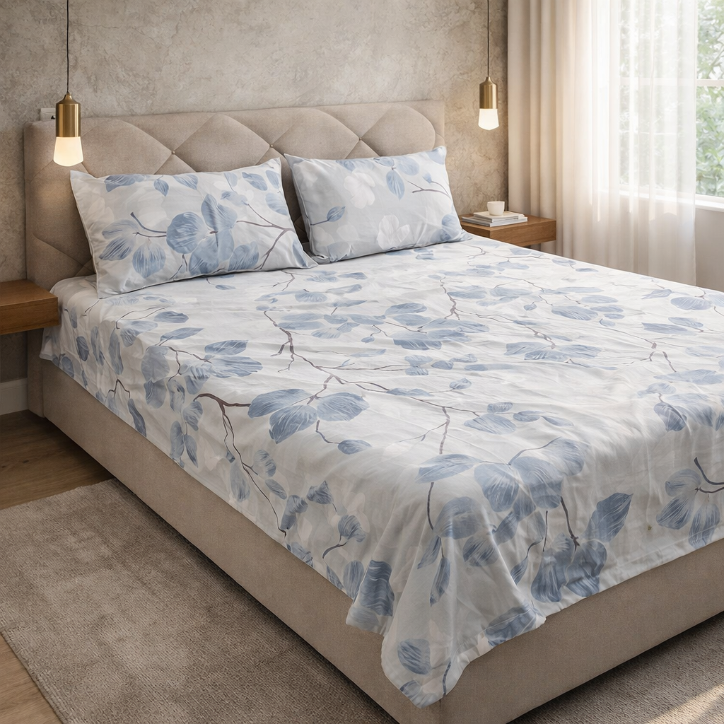 Printed Bedsheet DoubleBed 100% Cotton by Pinsstripe