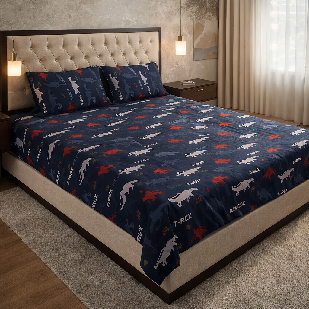 Printed Bedsheet DoubleBed 100% Cotton by Pinsstripe