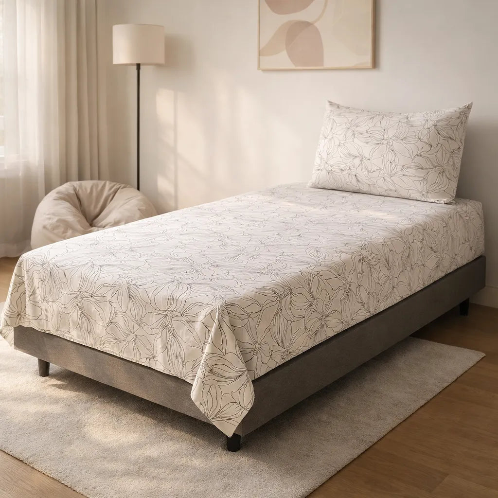 Pinsstripe Printed Bedsheet – Single Bed, 100% Cotton