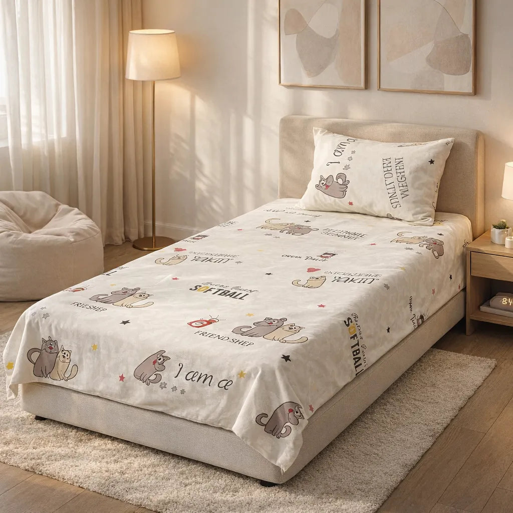 Pinsstripe Printed Bedsheet – Single Bed, 100% Cotton