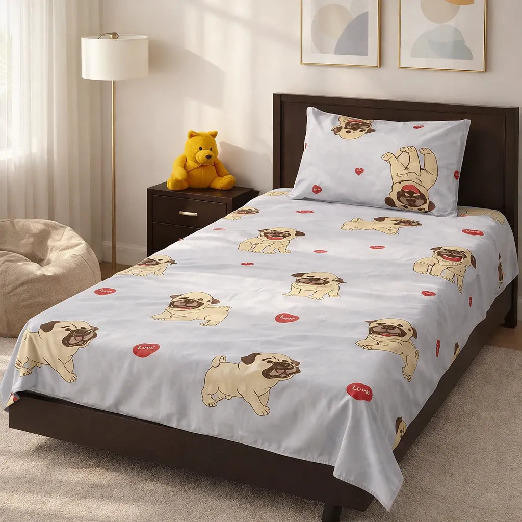 Pinsstripe Printed Bedsheet – Single Bed, 100% Cotton