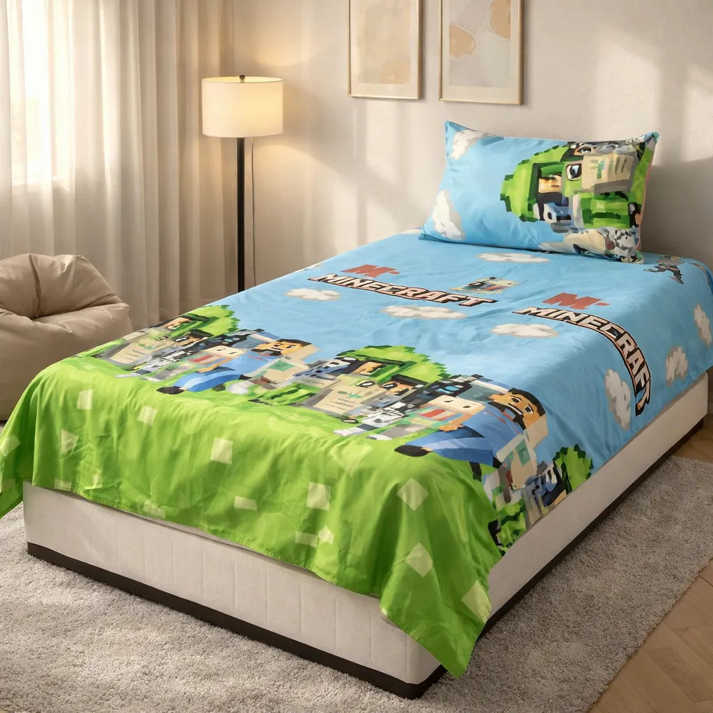 Pinsstripe Printed Bedsheet – Single Bed, 100% Cotton