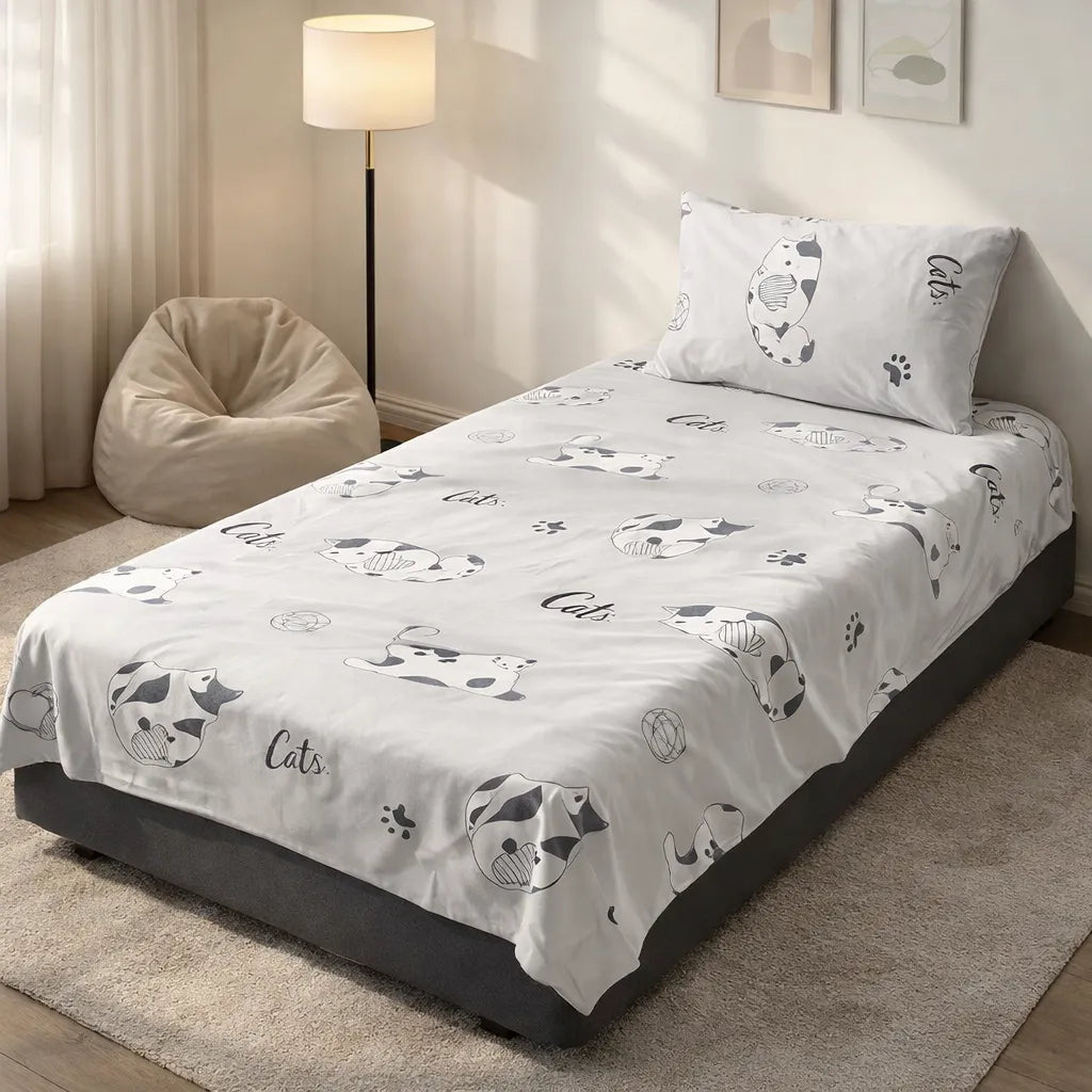 Pinsstripe Printed Bedsheet – Single Bed, 100% Cotton