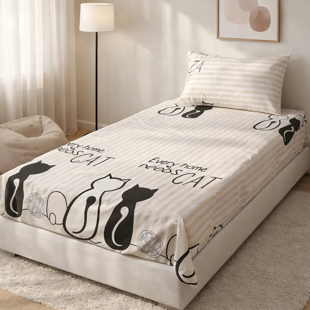 Pinsstripe Printed Bedsheet – Single Bed, 100% Cotton