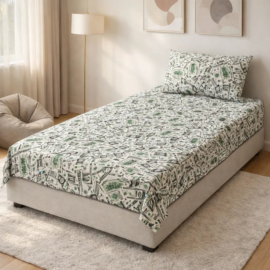 Pinsstripe Printed Bedsheet – Single Bed, 100% Cotton