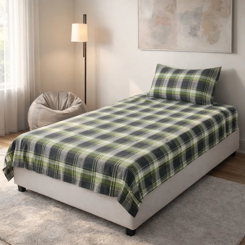 Pinsstripe Printed Bedsheet – Single Bed, 100% Cotton