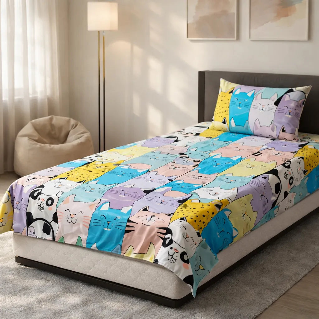 Pinsstripe Printed Bedsheet – Single Bed, 100% Cotton