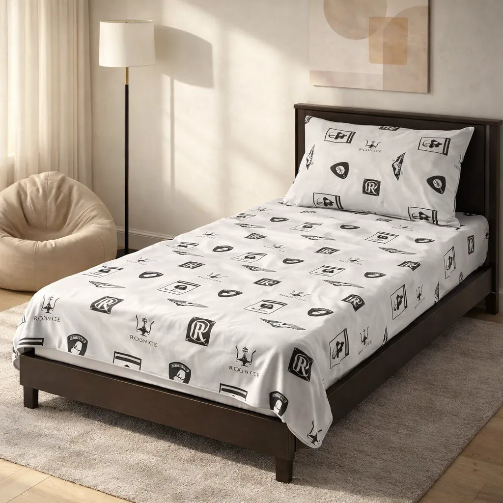 Pinsstripe Printed Bedsheet – Single Bed, 100% Cotton