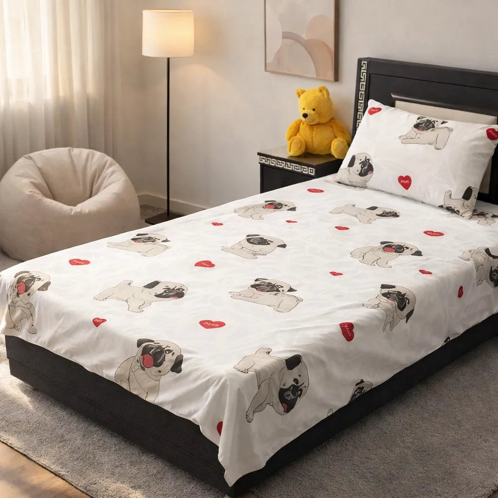 Pinsstripe Printed Bedsheet – Single Bed, 100% Cotton