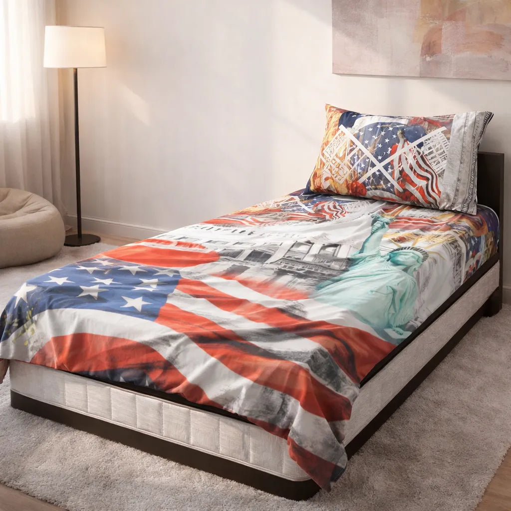 Pinsstripe Printed Bedsheet – Single Bed, 100% Cotton