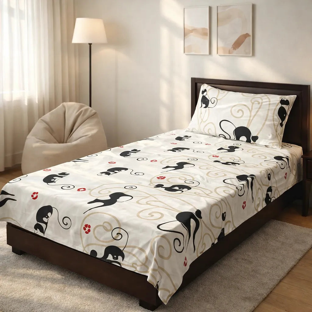 Pinsstripe Printed Bedsheet – Single Bed, 100% Cotton