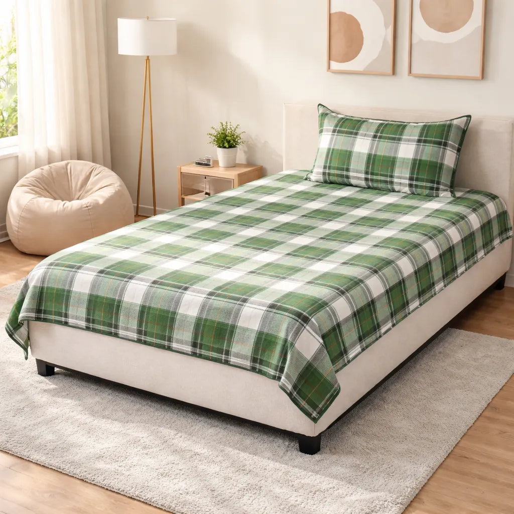 Pinsstripe Printed Bedsheet – Single Bed, 100% Cotton