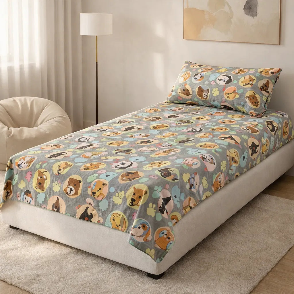 Pinsstripe Printed Bedsheet – Single Bed, 100% Cotton