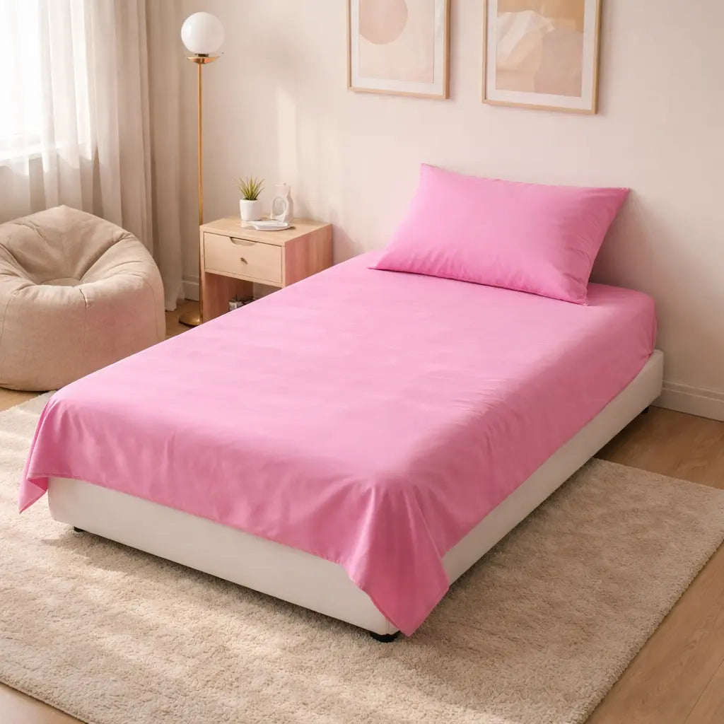Dyed Bedsheet in Cotton -Single bed -Solid colours By Pinsstripe