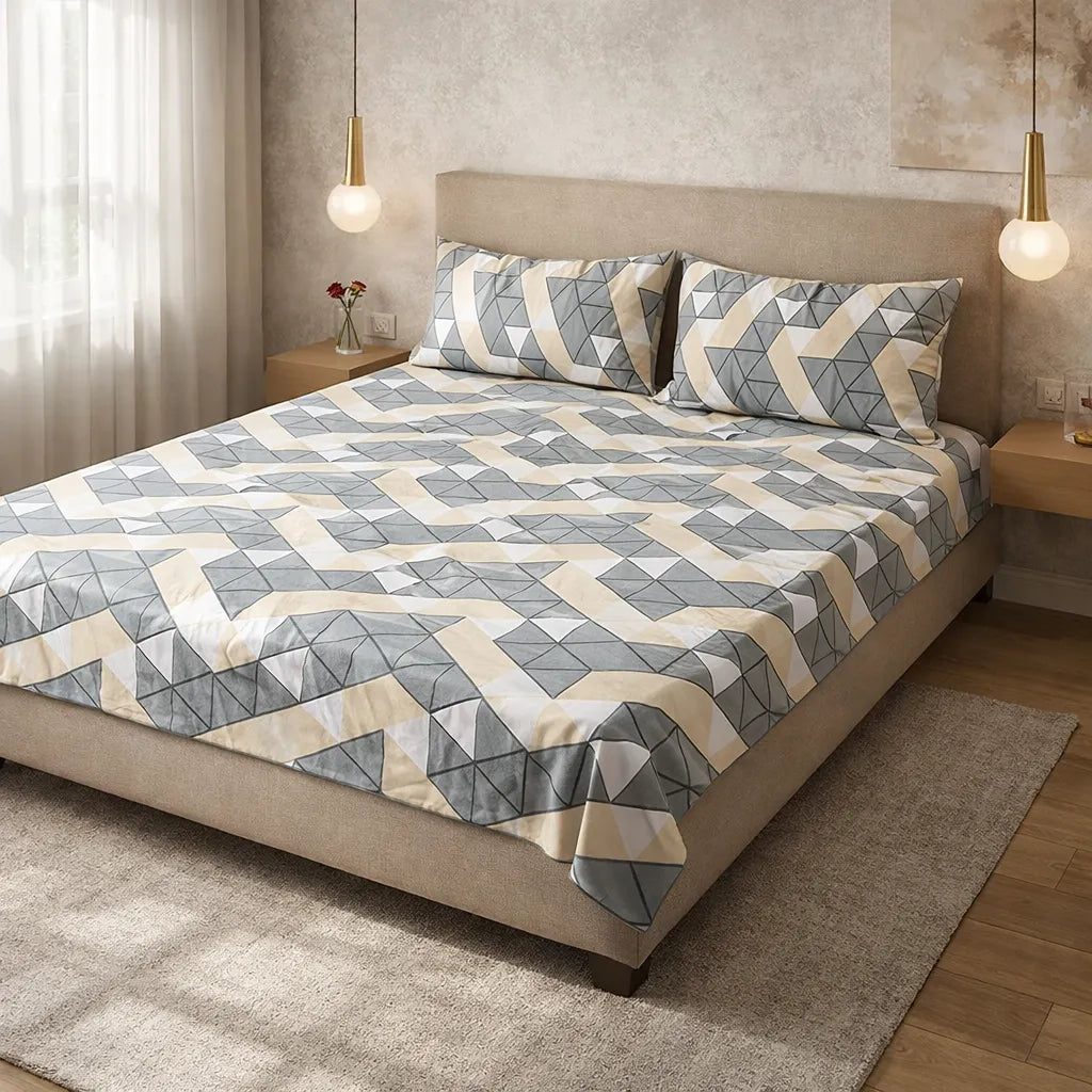 Printed Bedsheet DoubleBed 100% Cotton by Pinsstripe