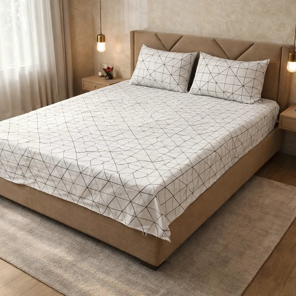 Printed Bedsheet DoubleBed 100% Cotton by Pinsstripe