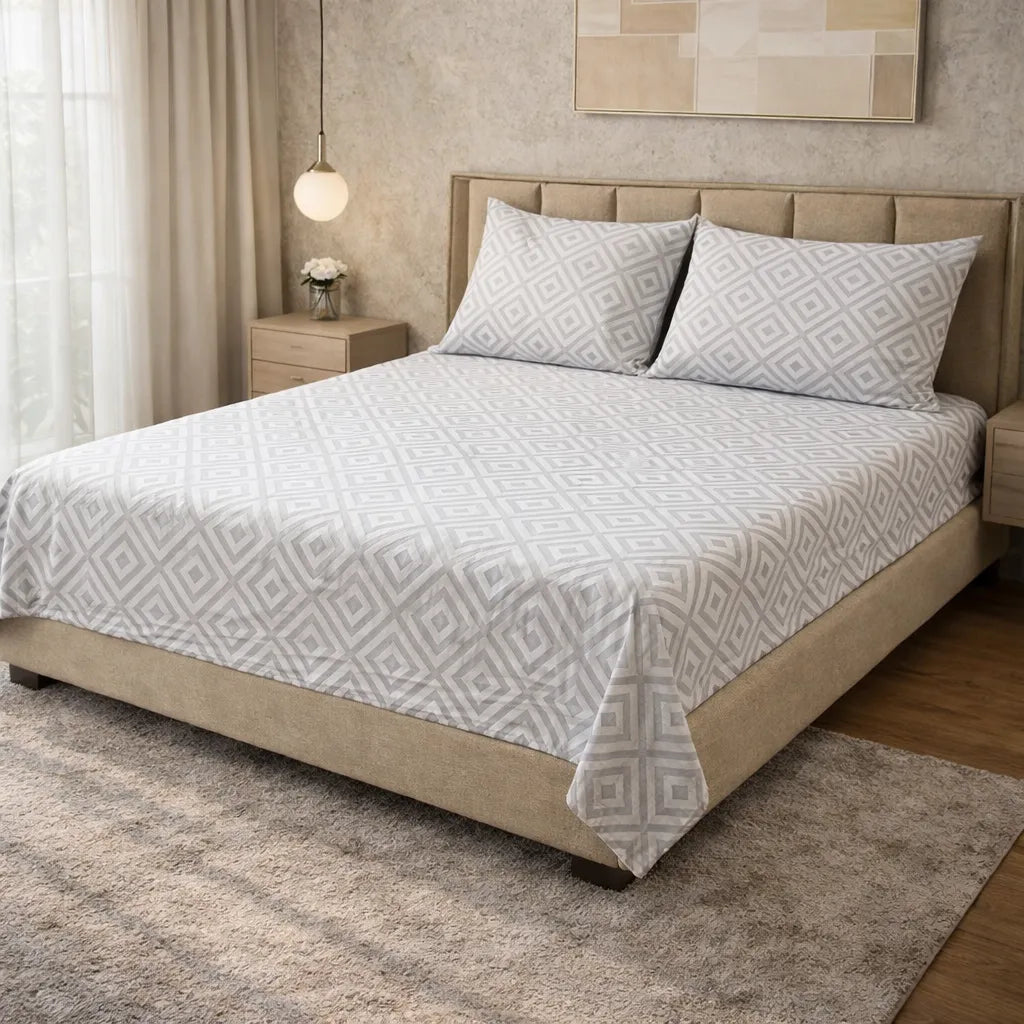 Printed Bedsheet DoubleBed 100% Cotton by Pinsstripe