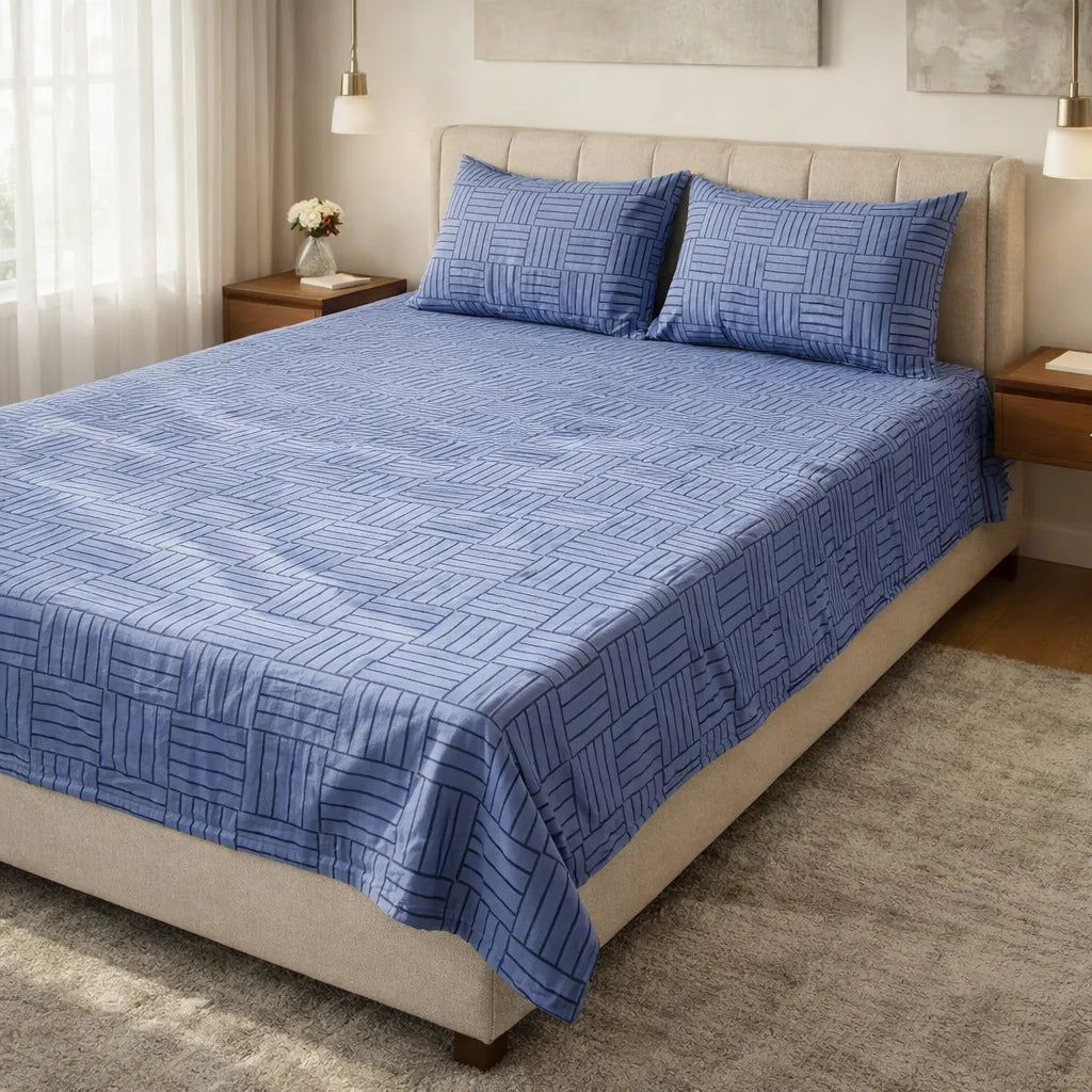 Printed Bedsheet DoubleBed 100% Cotton by Pinsstripe