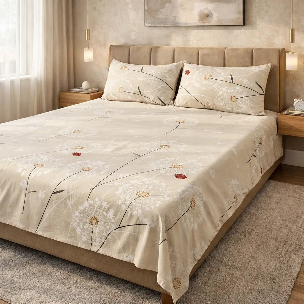 Printed Bedsheet DoubleBed 100% Cotton by Pinsstripe