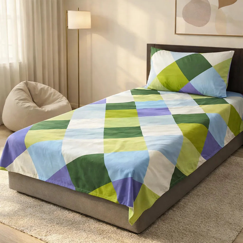 Pinsstripe Printed Bedsheet – Single Bed, 100% Cotton