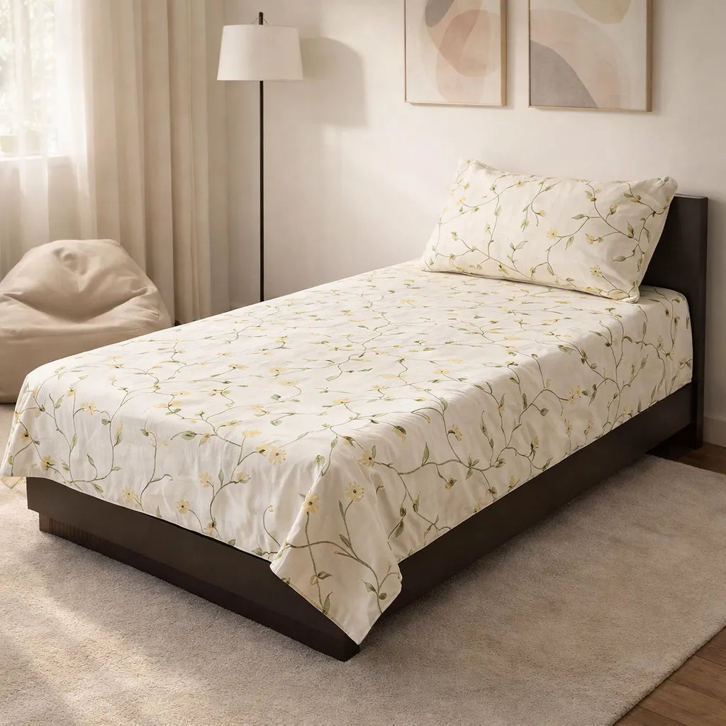 Pinsstripe Printed Bedsheet – Single Bed, 100% Cotton