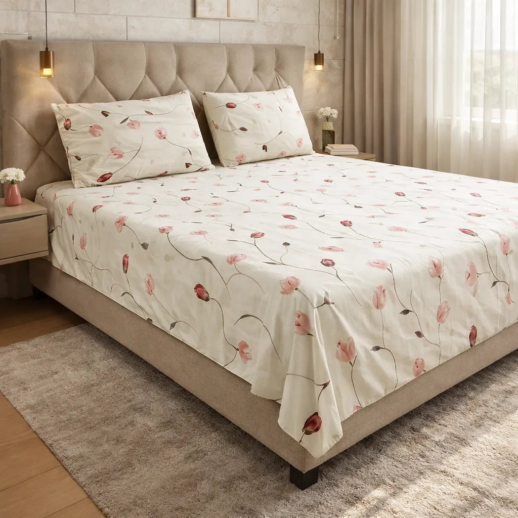 Printed Bedsheet DoubleBed 100% Cotton by Pinsstripe