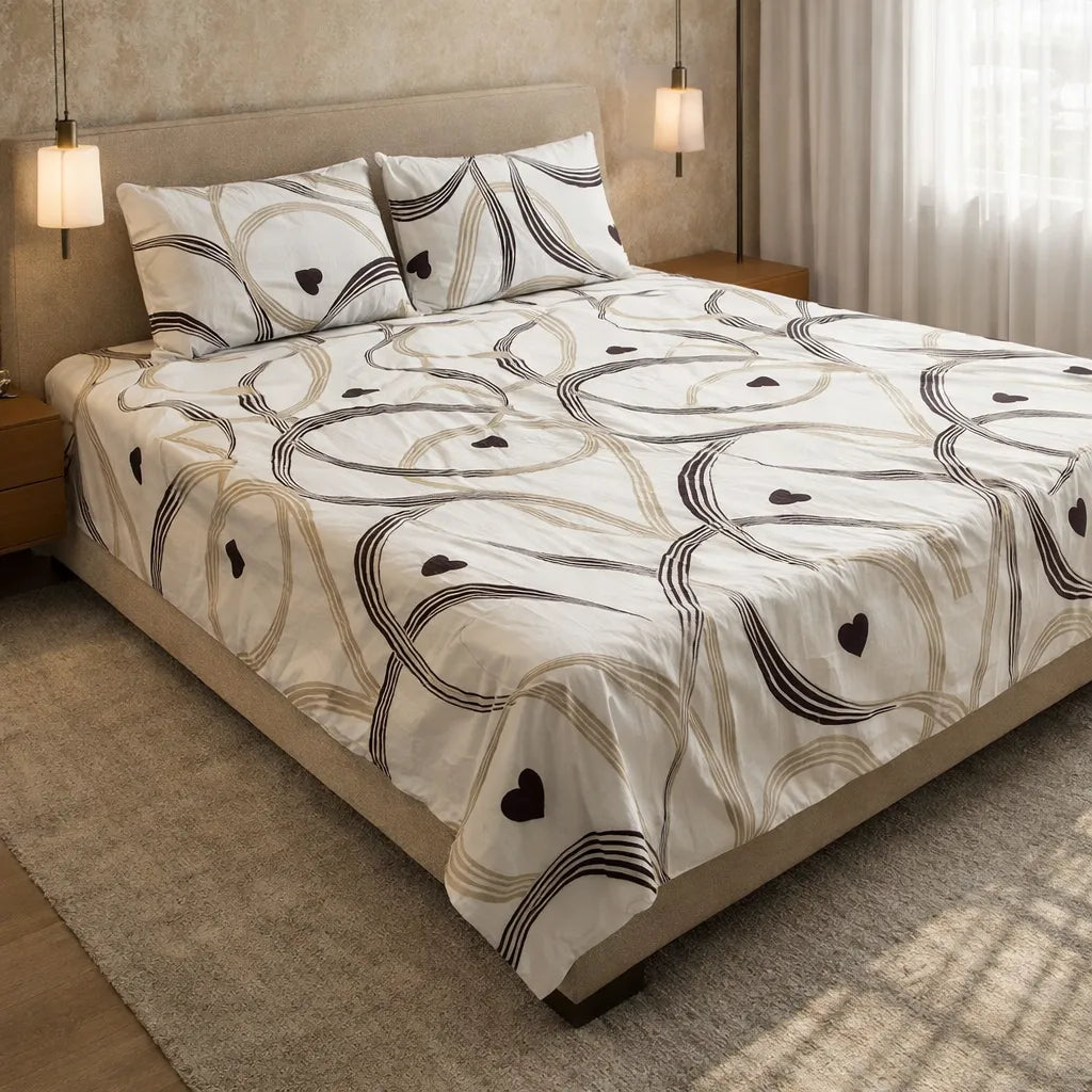 Printed Bedsheet DoubleBed 100% Cotton by Pinsstripe