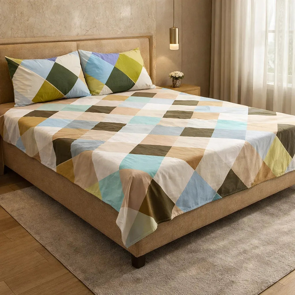 Printed Bedsheet DoubleBed 100% Cotton by Pinsstripe