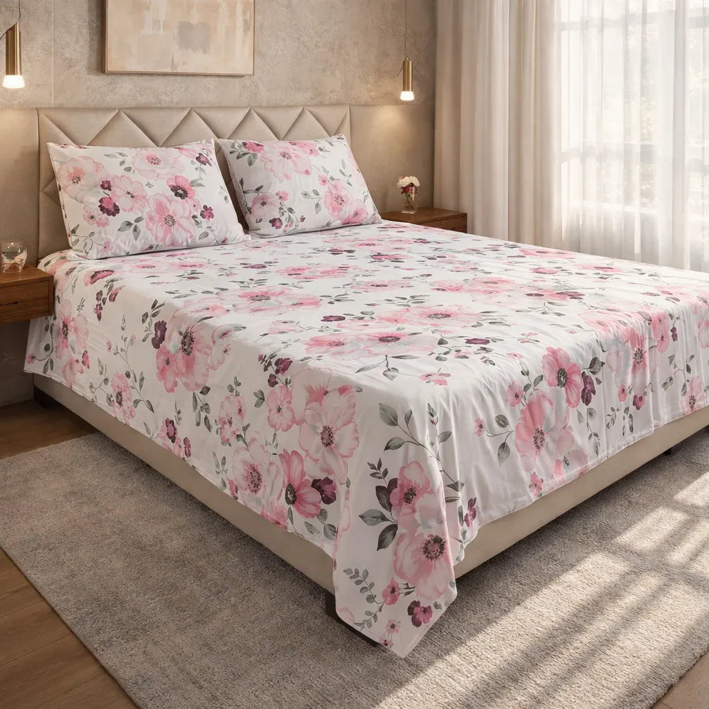 Printed Bedsheet DoubleBed 100% Cotton by Pinsstripe