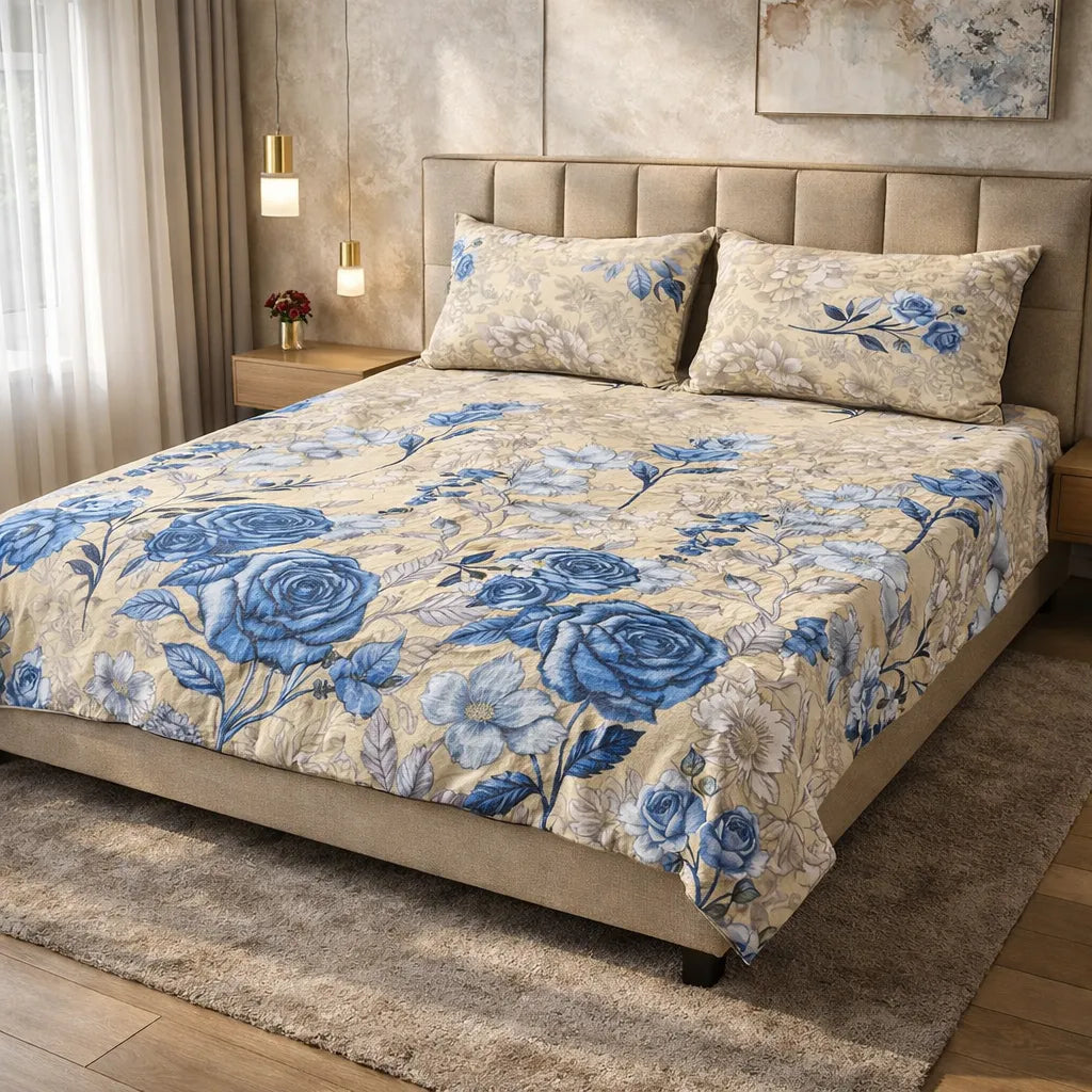 Printed Bedsheet DoubleBed 100% Cotton by Pinsstripe