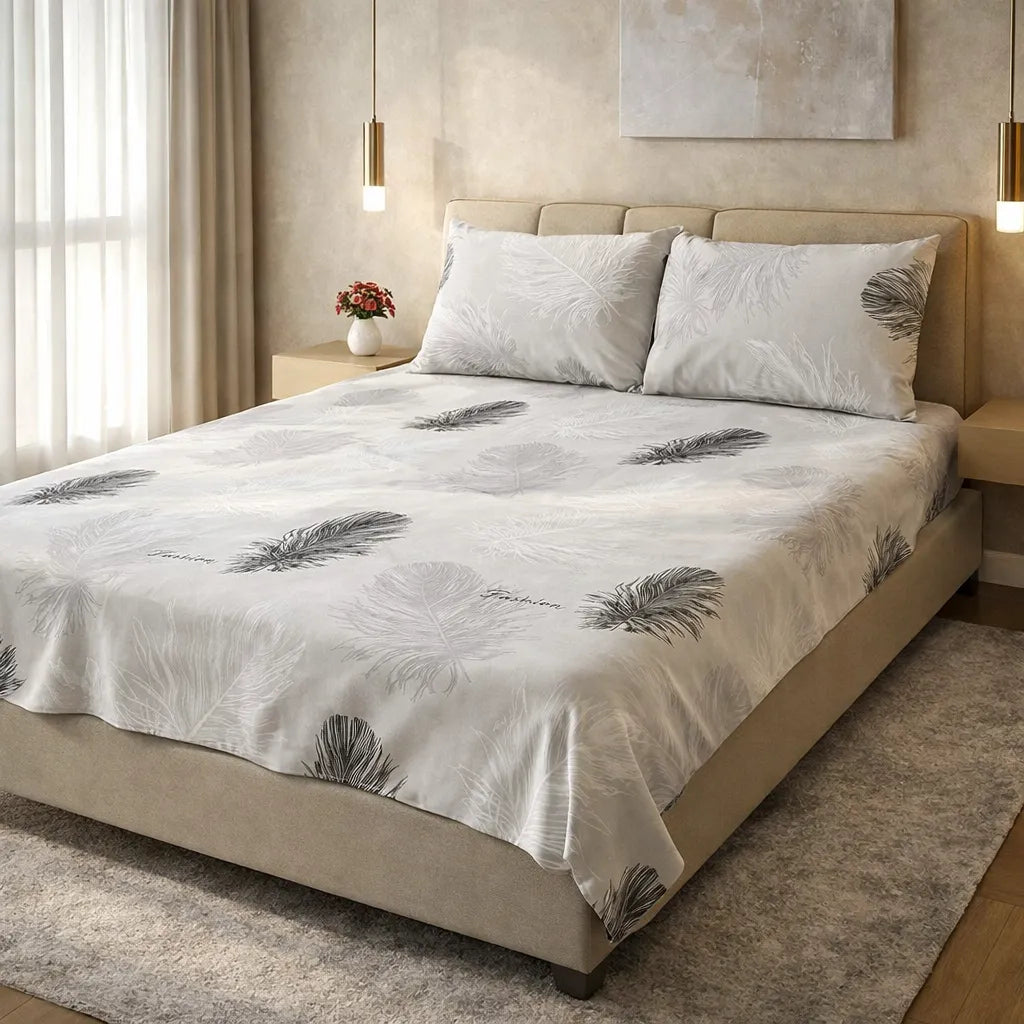 Printed Bedsheet DoubleBed 100% Cotton by Pinsstripe