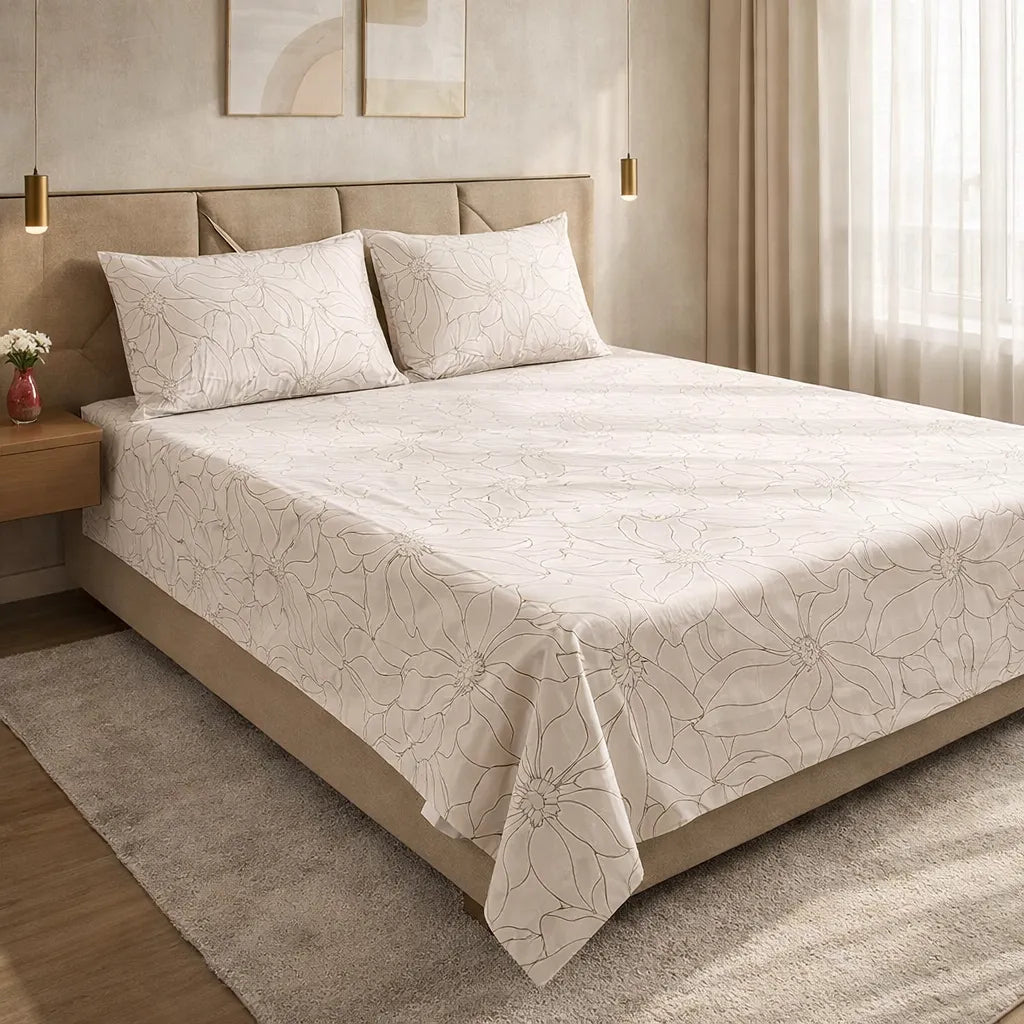 Printed Bedsheet DoubleBed 100% Cotton by Pinsstripe