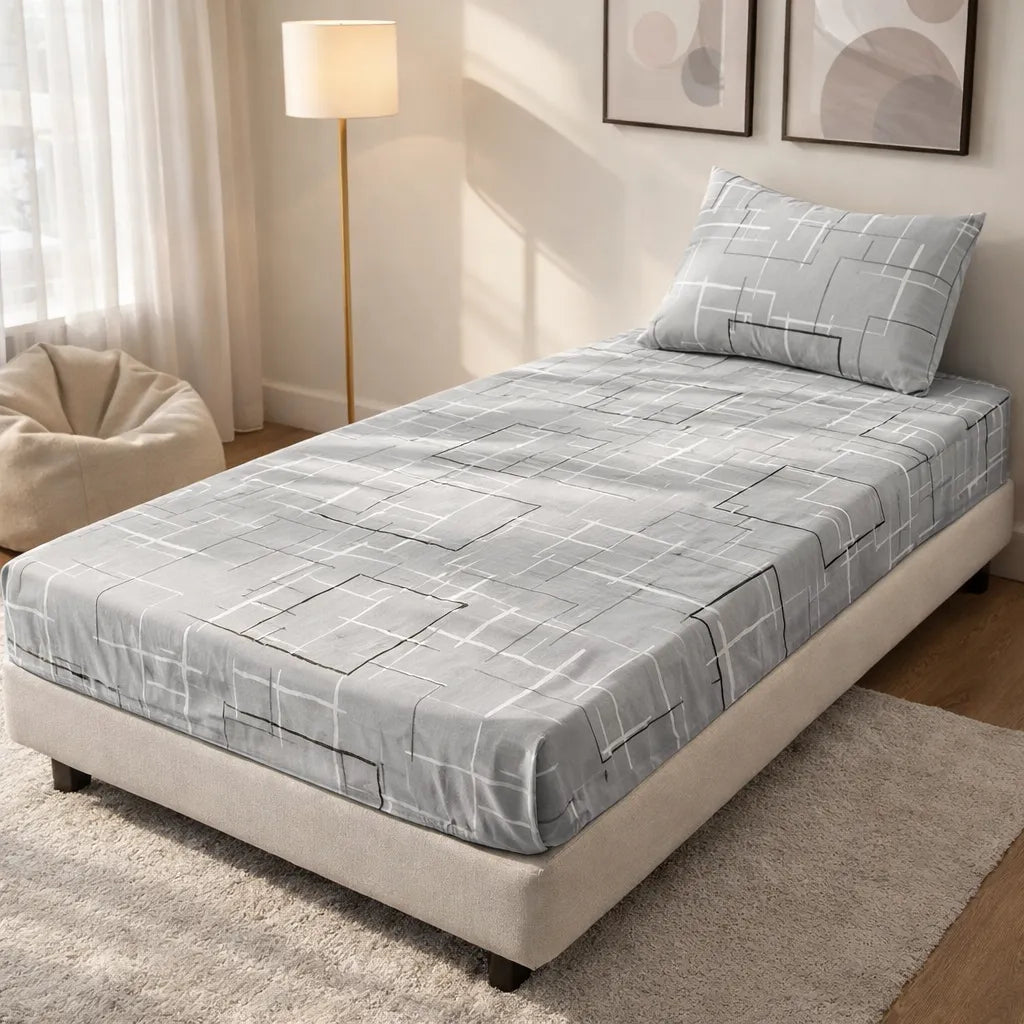 Pinsstripe Printed Bedsheet – Single Bed, 100% Cotton