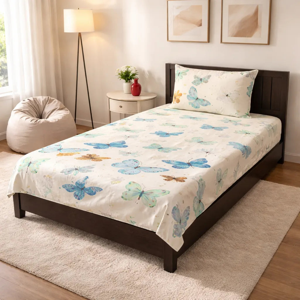 Pinsstripe Printed Bedsheet – Single Bed, 100% Cotton