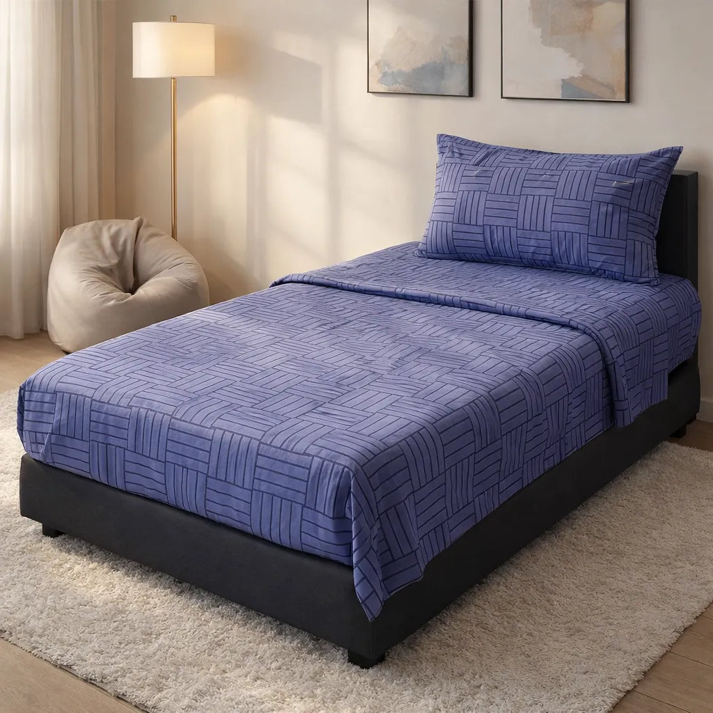 Pinsstripe Printed Bedsheet – Single Bed, 100% Cotton