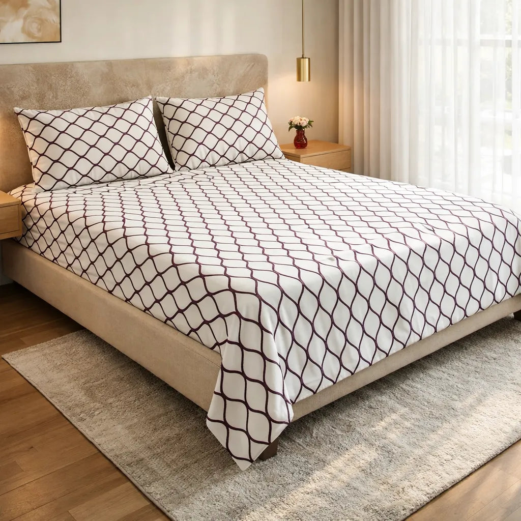 Printed Bedsheet DoubleBed 100% Cotton by Pinsstripe